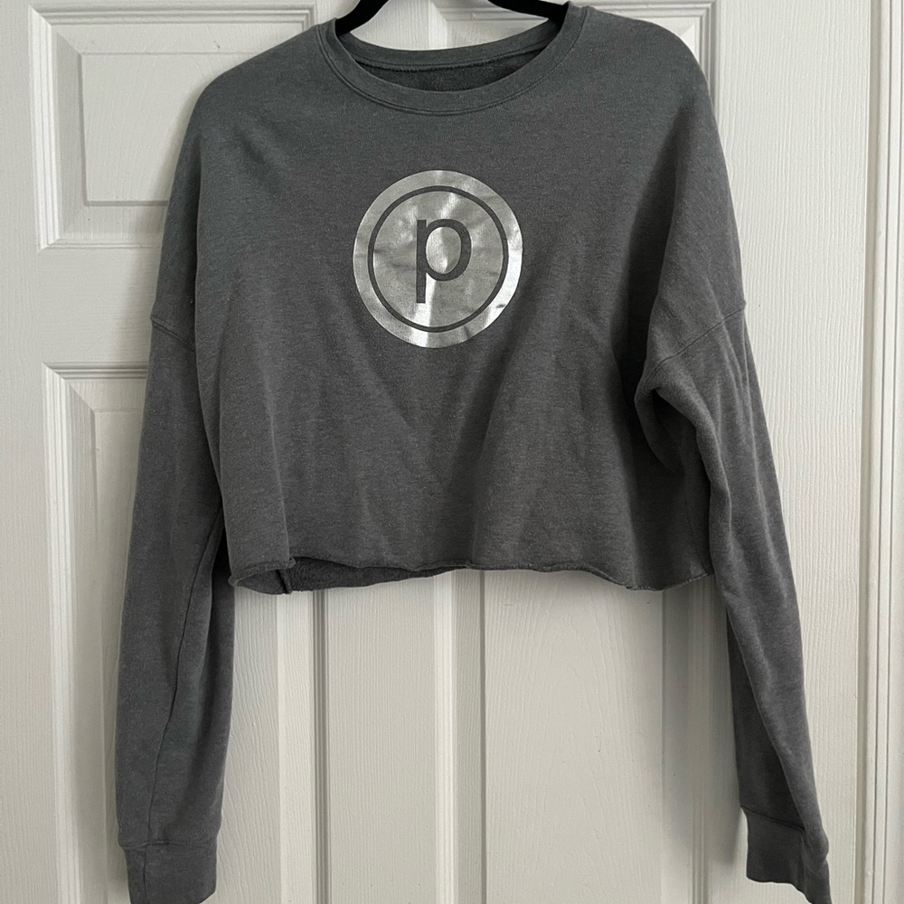 Pure Barre Cropped Long Sleeve Shirt with Silver Logo